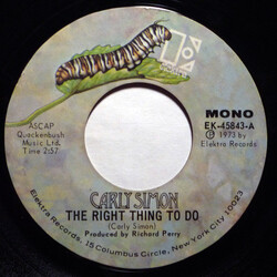 Carly Simon The Right Thing To Do Vinyl 7" USED