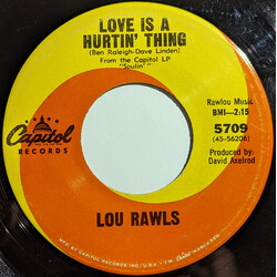 Lou Rawls Love Is A Hurtin' Thing / Memory Lane Vinyl 7" USED
