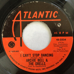 Archie Bell & The Drells I Can't Stop Dancing Vinyl 7" USED