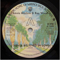 Annie Haslam / Roy Wood I Never Believed In Love Vinyl 7" USED