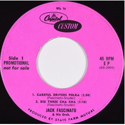 Jack Fascinato And His Orchestra Careful Drivers Polka Vinyl 7" USED