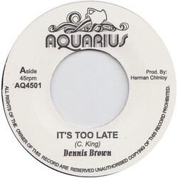 Dennis Brown It's Too Late Vinyl 7" USED