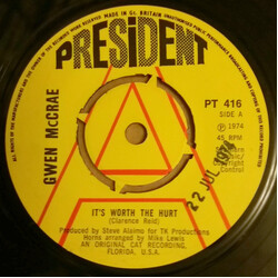 Gwen McCrae It's Worth The Hurt / 90% Of Me Is You Vinyl 7" USED