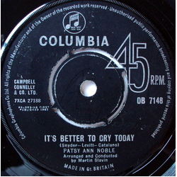 Patsy Ann Noble It's Better To Cry Today Vinyl 7" USED