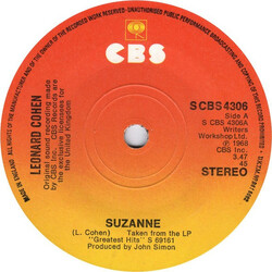 Leonard Cohen Suzanne Vinyl 7" USED