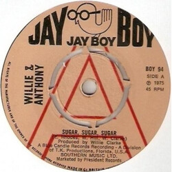 Willie & Anthony Sugar Sugar Sugar / It's Never Too Late Vinyl 7" USED