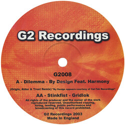 By Design / Gridlok Dilemma (Origin, Trust & Alder Remix) / Stinkfist Vinyl 12" USED