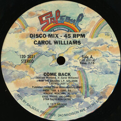 Carol Williams Come Back / Love Is You Vinyl 12" USED