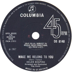 Helen Shapiro Make Me Belong To You Vinyl 7" USED