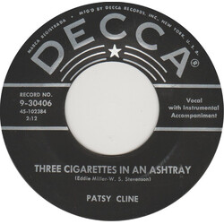 Patsy Cline Three Cigarettes In An Ashtray / A Stranger In My Arms Vinyl 7" USED