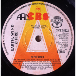 Earth, Wind & Fire September Vinyl 7" USED