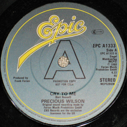 Precious Wilson Cry To Me Vinyl 7" USED