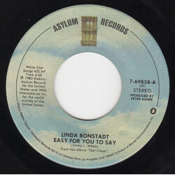 Linda Ronstadt Easy For You To Say Vinyl 7" USED