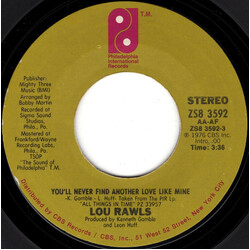 Lou Rawls You'll Never Find Another Love Like Mine / Let's Fall In Love All Over Again Vinyl 7" USED