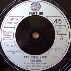Thin Lizzy Don't Believe A Word Vinyl 7" USED
