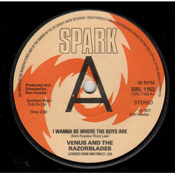 Venus & The Razorblades I Want To Be Where The Boys Are Vinyl 7" USED