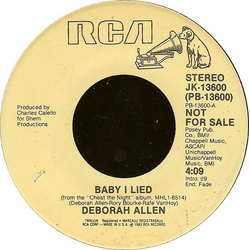 Deborah Allen Baby I Lied Vinyl 7" USED