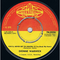 Dionne Warwick You'll Never Get To Heaven (If You Break My Heart) Vinyl 7" USED