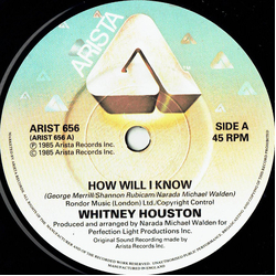 Whitney Houston How Will I Know Vinyl 7" USED
