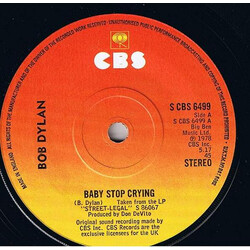 Bob Dylan Baby Stop Crying Vinyl 7" USED