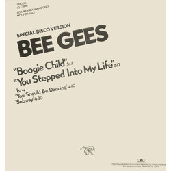 Bee Gees Boogie Child / You Stepped Into My Life b/w You Should Be Dancing / Subway Vinyl 12" USED