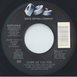 Nirvana Come As You Are Vinyl 7" USED
