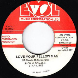 Richard McDonald / The Starlites Love Your Fellow Man Vinyl 7" USED