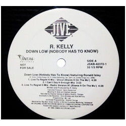 R. Kelly Down Low (Nobody Has To Know) Vinyl 12" USED