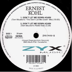 Ernest Kohl Don't Let Me Down Again Vinyl 12" USED