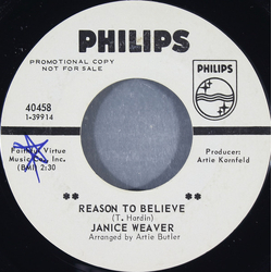 Janice Weaver Reason To Believe Vinyl 7" USED
