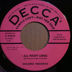 Dolores Fredericks All Night Long / Get A Transfer Vinyl 7" USED