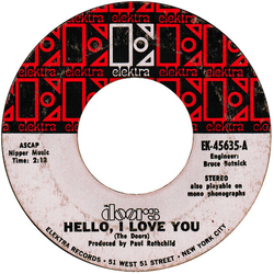 The Doors Hello, I Love You Vinyl 7" USED