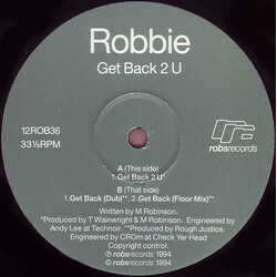 Robbie (2) Get Back 2 U VINYL 12" USED