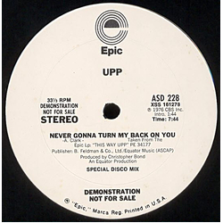 UPP Never Gonna Turn My Back On You Vinyl 12" USED