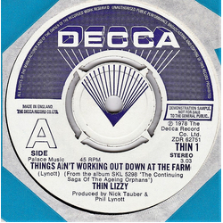 Thin Lizzy Things Ain't Working Out Down At The Farm Vinyl 7" USED