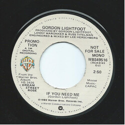 Gordon Lightfoot If You Need Me Vinyl 7" USED
