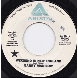 Barry Manilow Weekend In New England Vinyl 7" USED