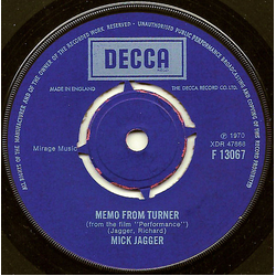 Mick Jagger Memo From Turner / Natural Magic Vinyl 7" USED