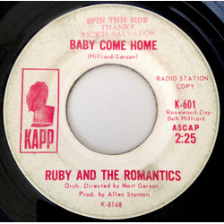 Ruby And The Romantics Baby Come Home / Every Day's A Holiday Vinyl 7" USED