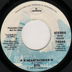 Bachman-Turner Overdrive Heartaches Vinyl 7" USED