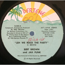 Bert Brown / Jah Funk Leh We Rock The Party Vinyl 12" USED