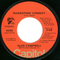 Glen Campbell Rhinestone Cowboy Vinyl 7" USED