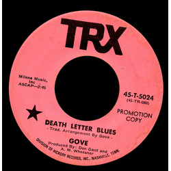 Gove Scrivenor Death Letter Blues / Sunday Morning Early Vinyl 7" USED