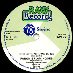 Faron's Flamingos Bring It On Home To Me Vinyl 7" USED