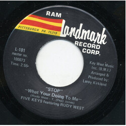 The Five Keys / Rudy West Stop What Your Doing To Me / Goddess Of Love Vinyl 7" USED