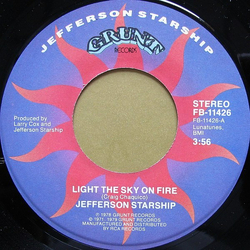 Jefferson Starship Light The Sky On Fire Vinyl 7" USED