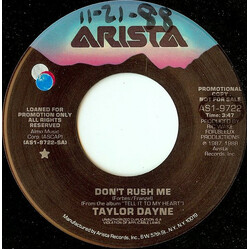 Taylor Dayne Don't Rush Me Vinyl 7" USED
