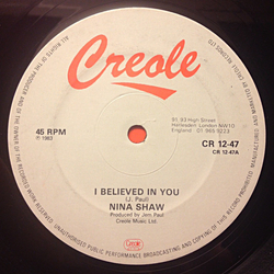 Nina Shaw I Believed In You Vinyl 12" USED
