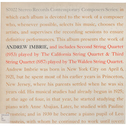 Andrew Imbrie / The California String Quartet / The Walden String Quartet String Quartets 2 And 3 Vinyl LP USED