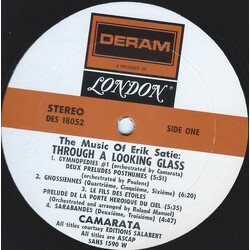 Erik Satie / The Camarata Contemporary Chamber Group The Music Of Erik Satie: Through A Looking Glass Vinyl LP USED